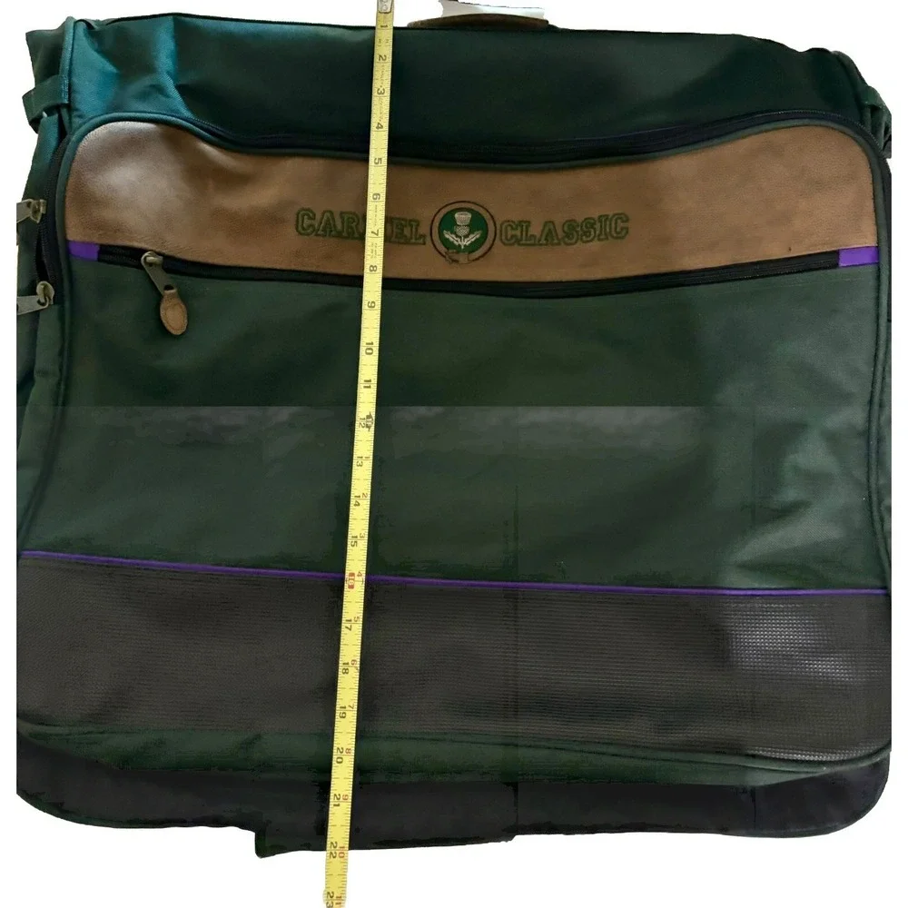 Vintage Garment bag Green CARMEL CLASSIC Hanging Folding Carry On Luggage